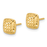 14K Diamond Cut Square Post Earrings